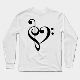 Treble Clef & Bass Clef Heart Long Sleeve T-Shirt